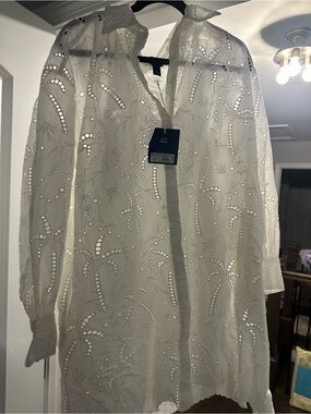 White Eyelet Tunic Blouse/swimsuit cover up